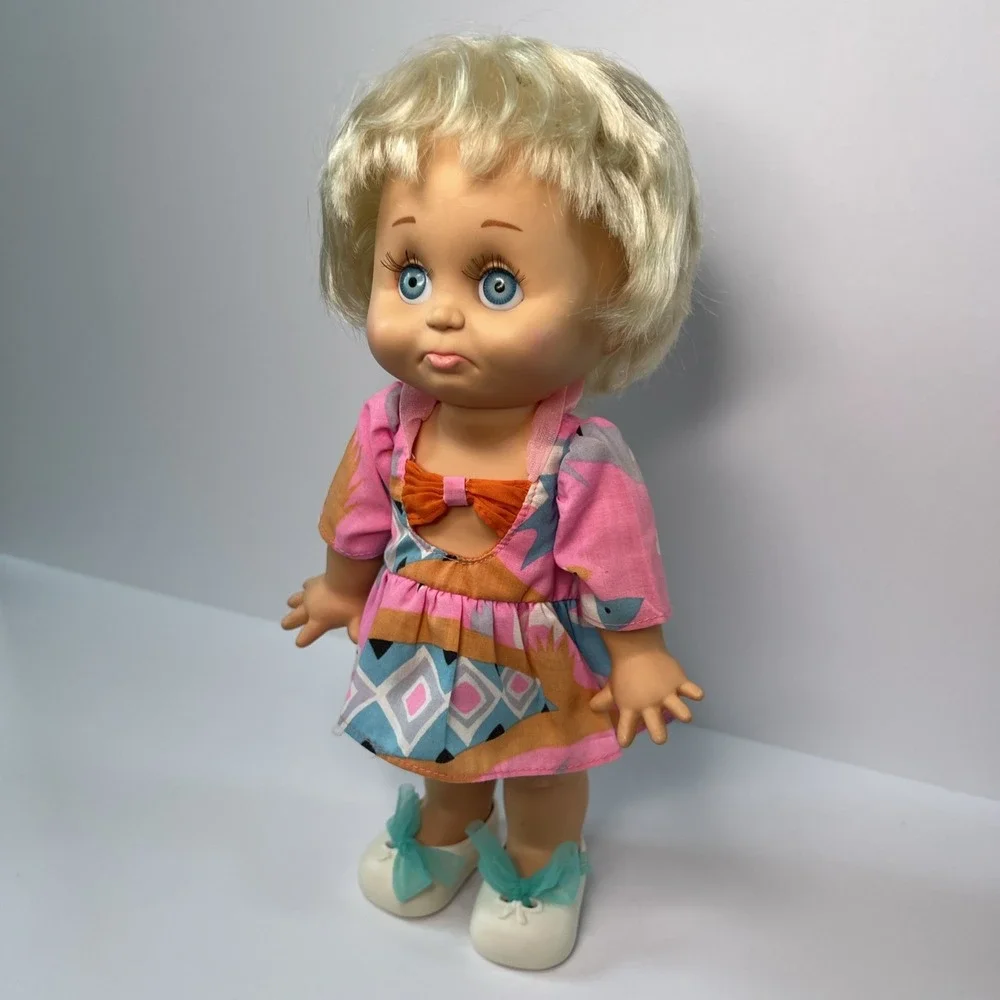 Vintage 1990 Galoob Baby Face So Sorry Sarah #6 Blue Eyes Heidi Dress